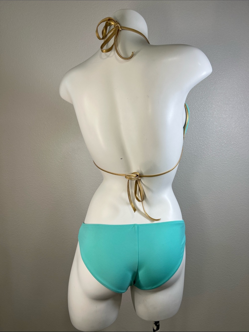 Victoria's Secret Aqua and Gold Lattice Two-Piece Bikini Set MEDIUM - Picture 3 of 11